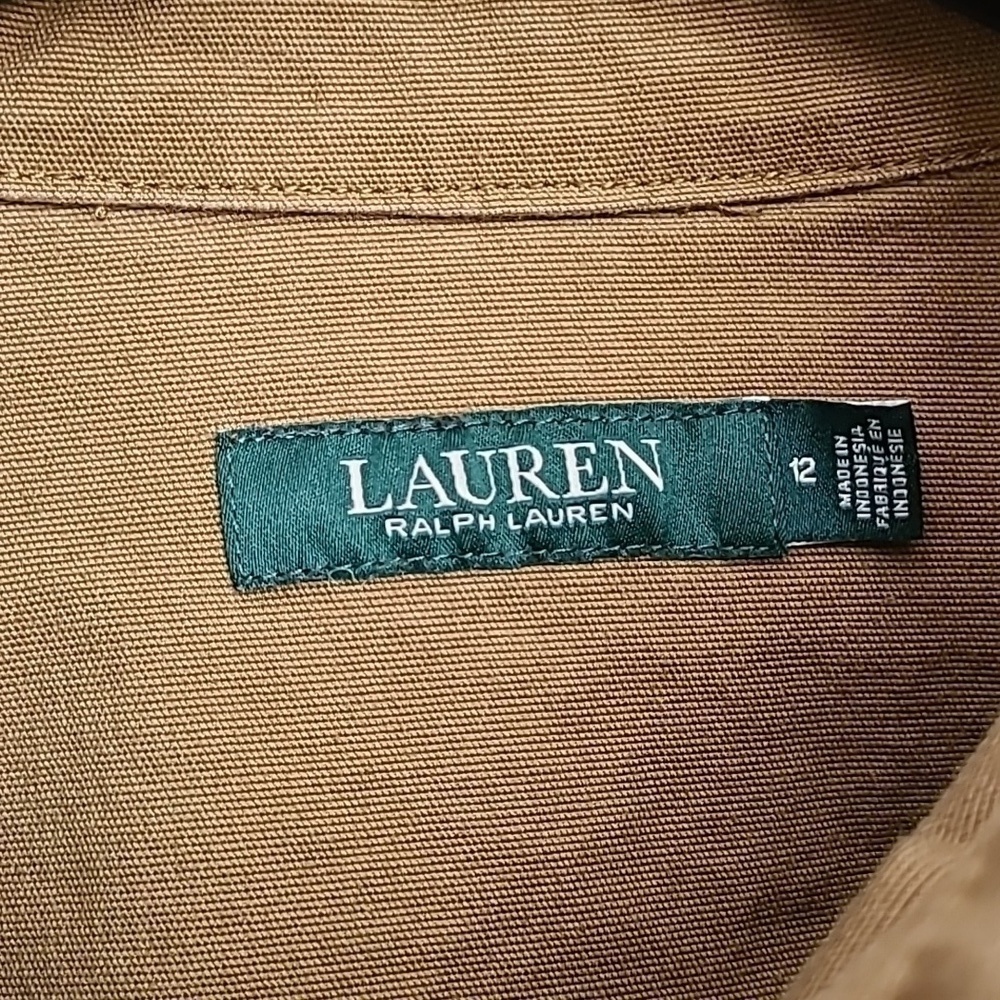LAUREN Ralph Lauren Green cropped military jacket with drawing waist. Women 12 - Picture 4 of 15